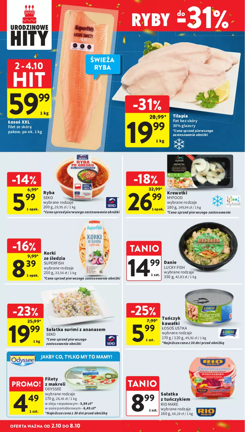 Gazetka promocyjna Intermarche - Gazetka promocyjna - ważna 02.10 do 08.10.2025 - strona 26 - produkty: Ananas, Kawa, Krewetki, Lazur, Olej, Rio Mare, Ryba, Sałat, Sałatka, SEKO, Sos, Surimi, Tilapia, Tuńczyk