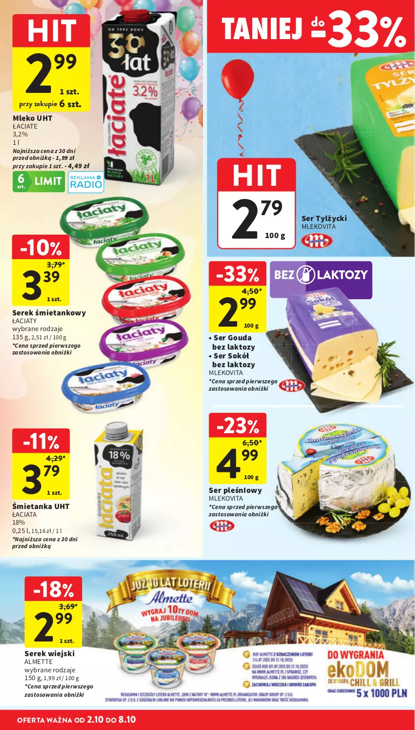 Gazetka promocyjna Intermarche - Gazetka promocyjna - ważna 02.10 do 08.10.2025 - strona 28 - produkty: Almette, Gouda, Mleko, Mlekovita, Ser, Ser pleśniowy, Ser tylżycki, Serek, Serek wiejski, Sok, Sokół