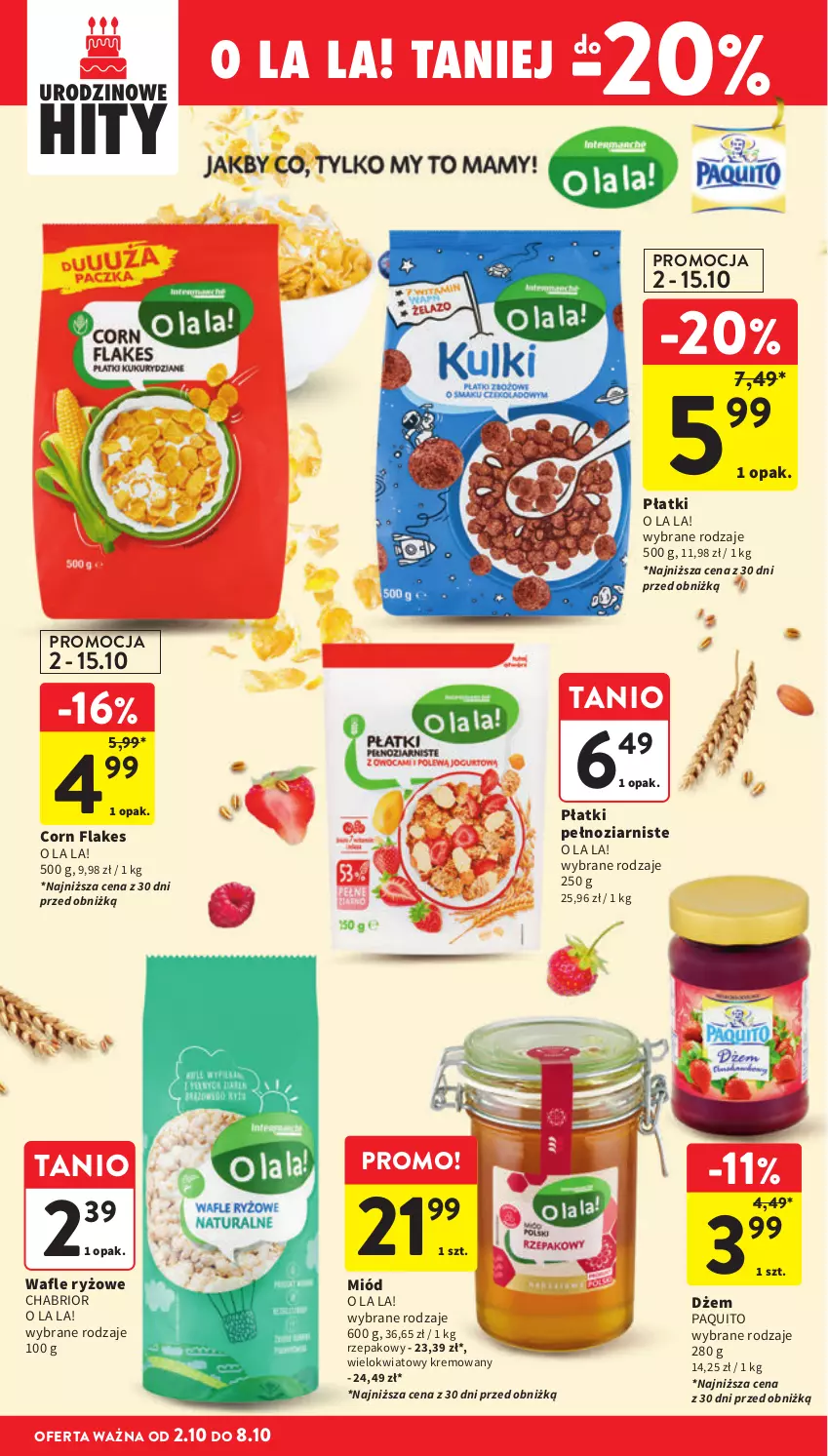Gazetka promocyjna Intermarche - Gazetka promocyjna - ważna 02.10 do 08.10.2025 - strona 32 - produkty: Chabrior, Corn flakes, Dżem, Miód, Ryż, Wafle