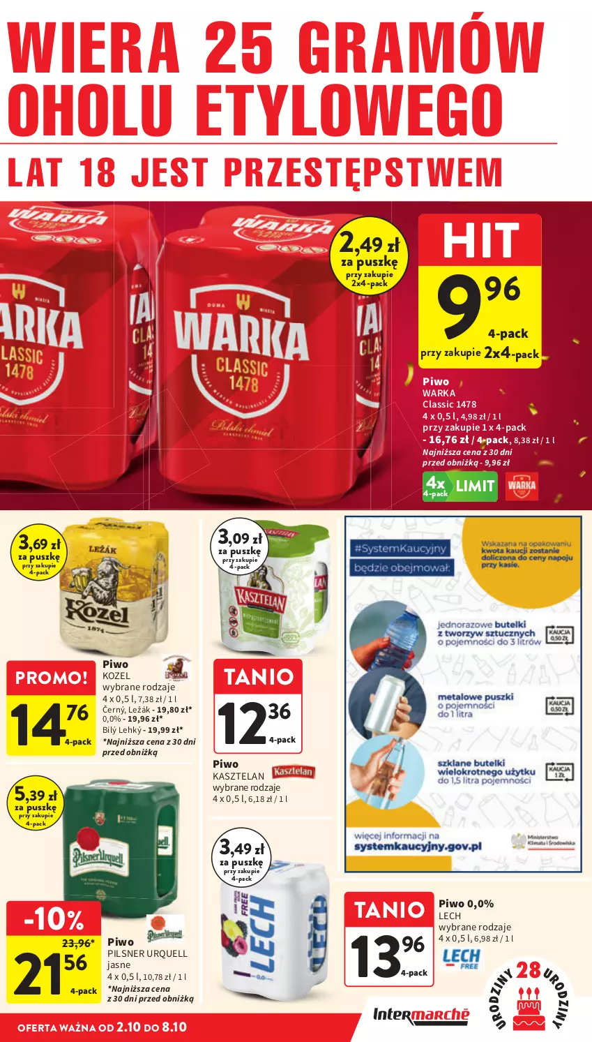 Gazetka promocyjna Intermarche - Gazetka promocyjna - ważna 02.10 do 08.10.2025 - strona 41 - produkty: Gra, Kasztelan, Kozel, Pilsner Urquell, Piwo, Warka
