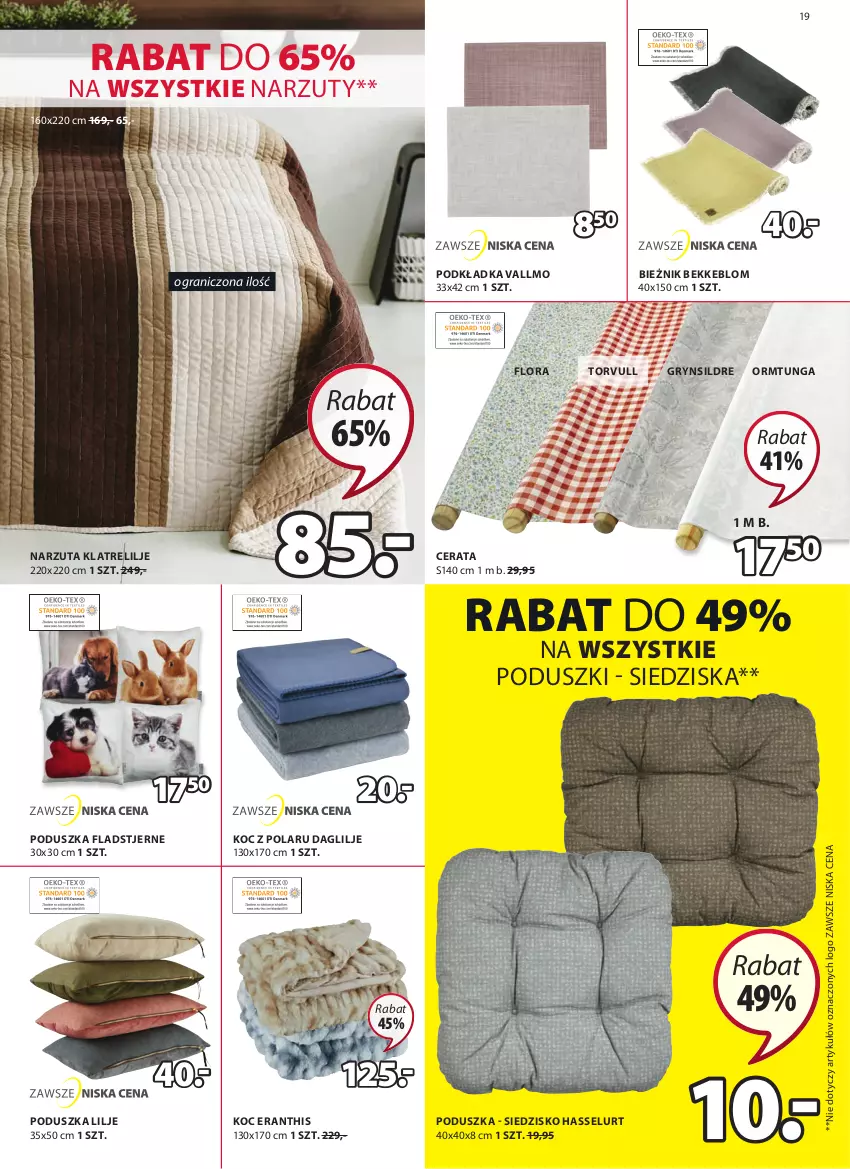 Gazetka promocyjna Jysk - Oferta tygodnia - ważna 05.01 do 18.01.2022 - strona 20 - produkty: Bieżnik, Flora, Gra, Gry, Koc, Narzuta, Podkład, Podkładka, Poduszka, Siedzisko