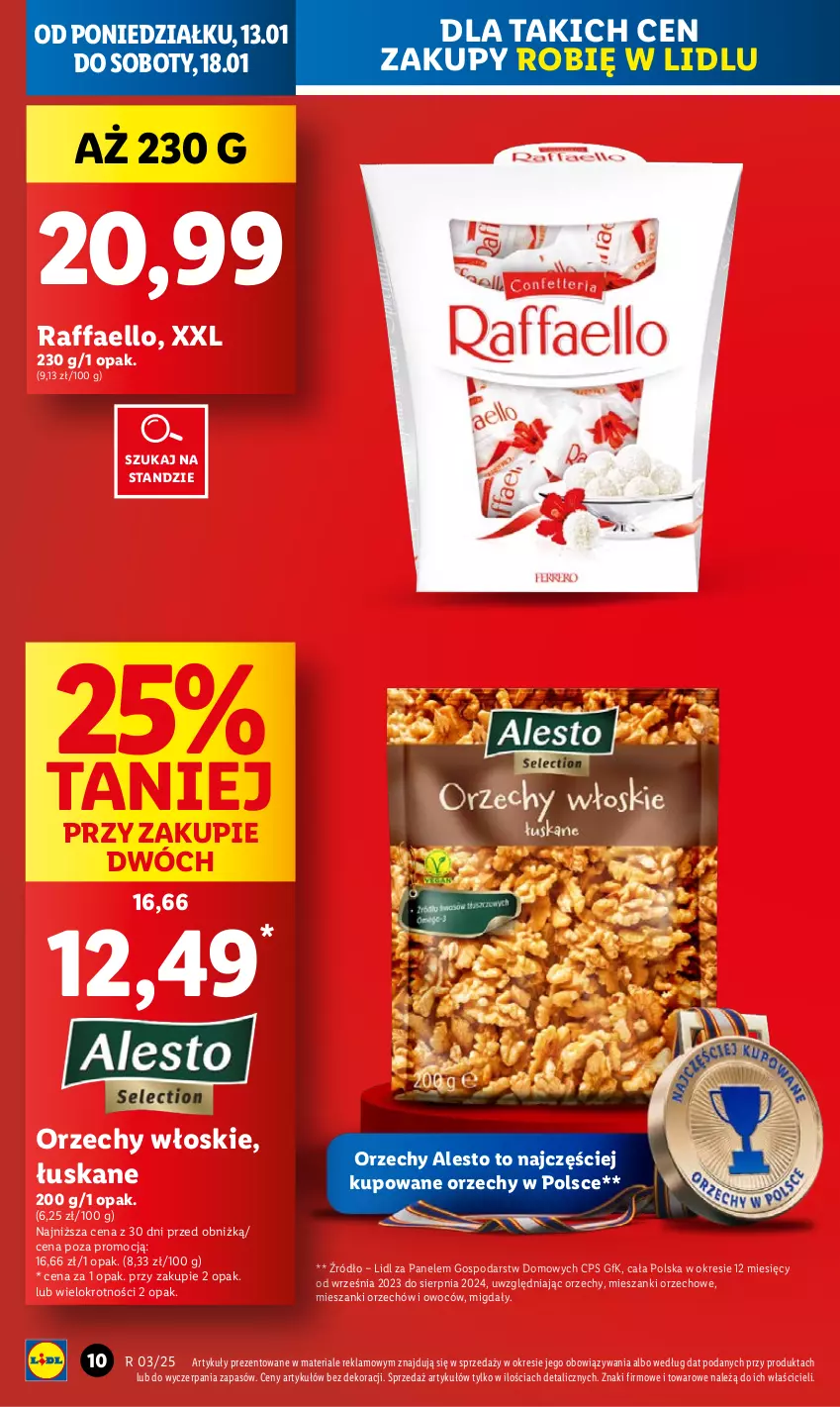 Gazetka promocyjna Lidl - GAZETKA - ważna 13.01 do 15.01.2025 - strona 10 - produkty: Fa, Migdały, Orzechy włoskie, Raffaello