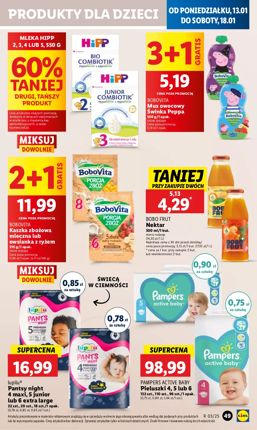 Gazetka promocyjna Lidl - GAZETKA - ważna 13.01 do 15.01.2025 - strona 55 - produkty: BoboVita, Dzieci, Gra, HiPP, Inka, Mus, Nektar, Owsianka, Pampers, Ryż