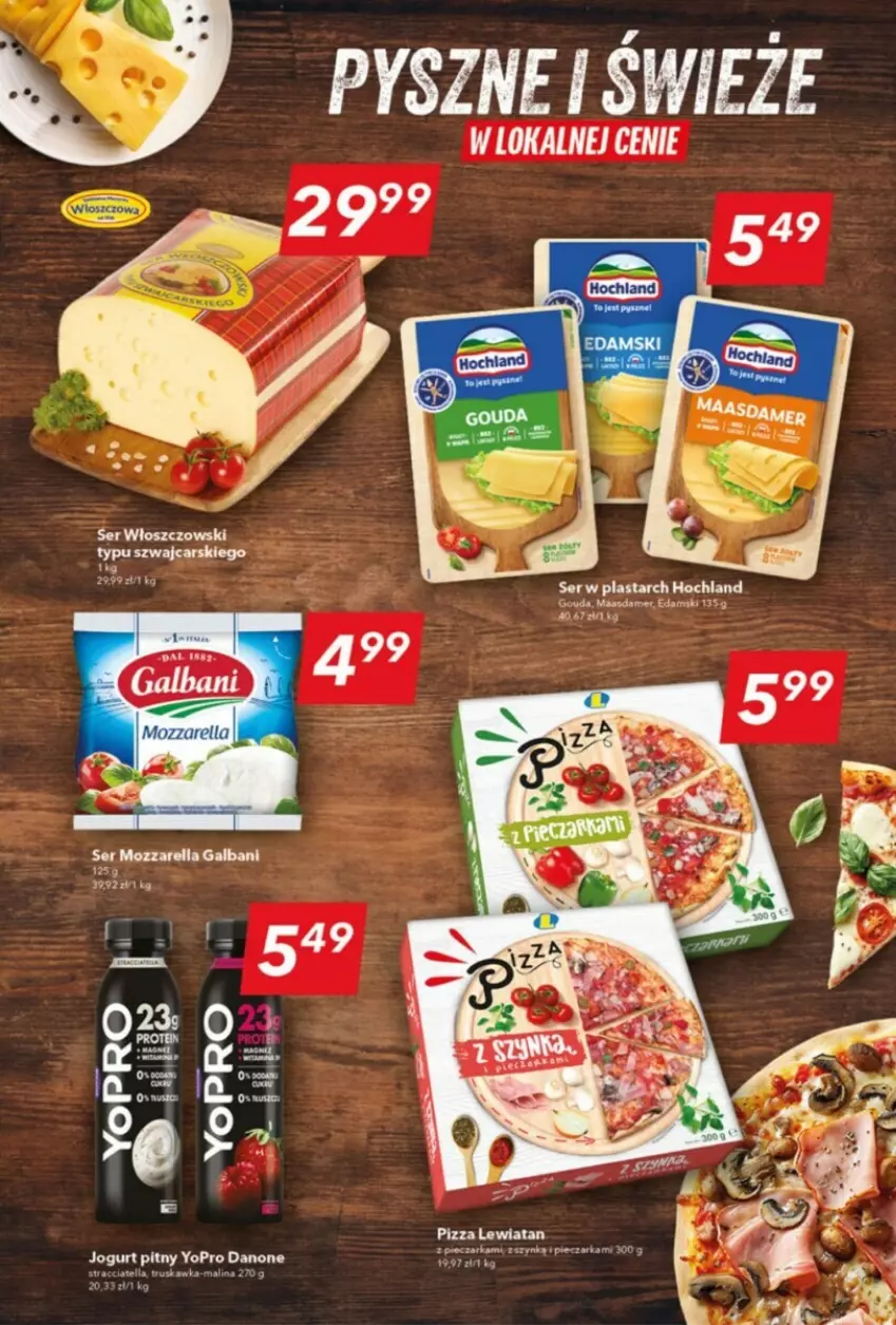 Gazetka promocyjna Lewiatan - ważna 21.11 do 27.11.2024 - strona 15 - produkty: Cars, Danone, Edam, Galbani, Gouda, Jogurt, Jogurt pitny, Maasdam, Mozzarella, Piec, Pieczarka, Pizza, Ser, Włoszczowski