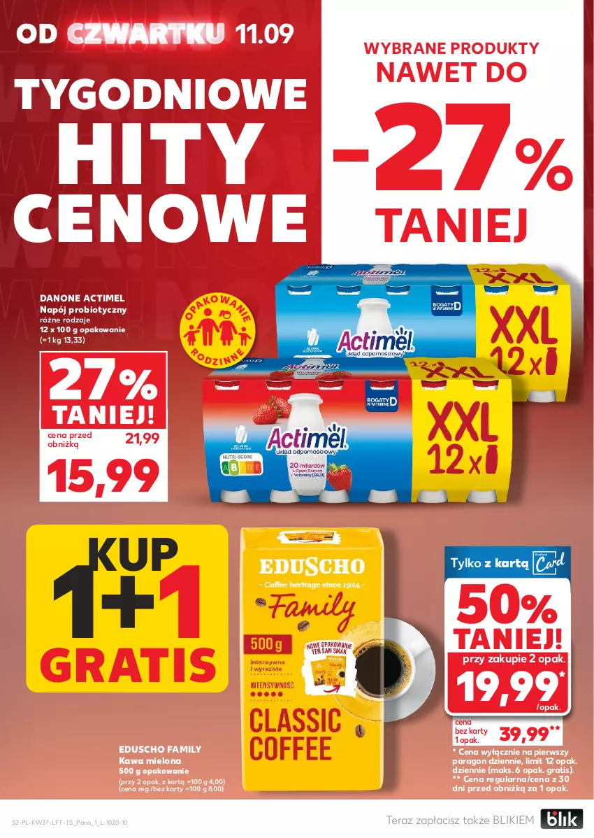 Gazetka promocyjna Kaufland - Gazetka tygodnia - ważna 11.09 do 17.09.2025 - strona 2 - produkty: Actimel, Danone, Fa, Gra, Kawa, Kawa mielona, Napój, Tera