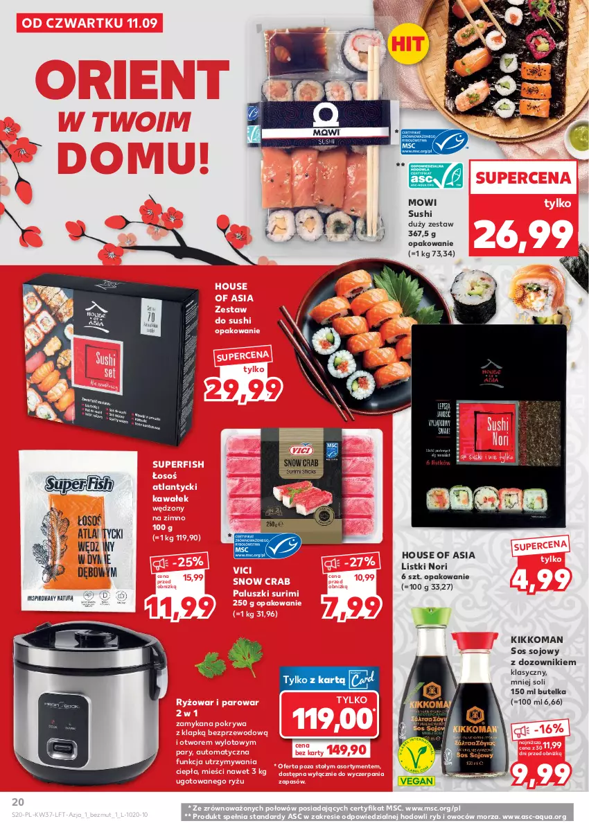 Gazetka promocyjna Kaufland - Gazetka tygodnia - ważna 11.09 do 17.09.2025 - strona 20 - produkty: Dozownik, House of Asia, Kawa, Pokrywa, Ryż, Sos, Sos sojowy, Surimi, Sushi, Wałek, Zestaw do sushi