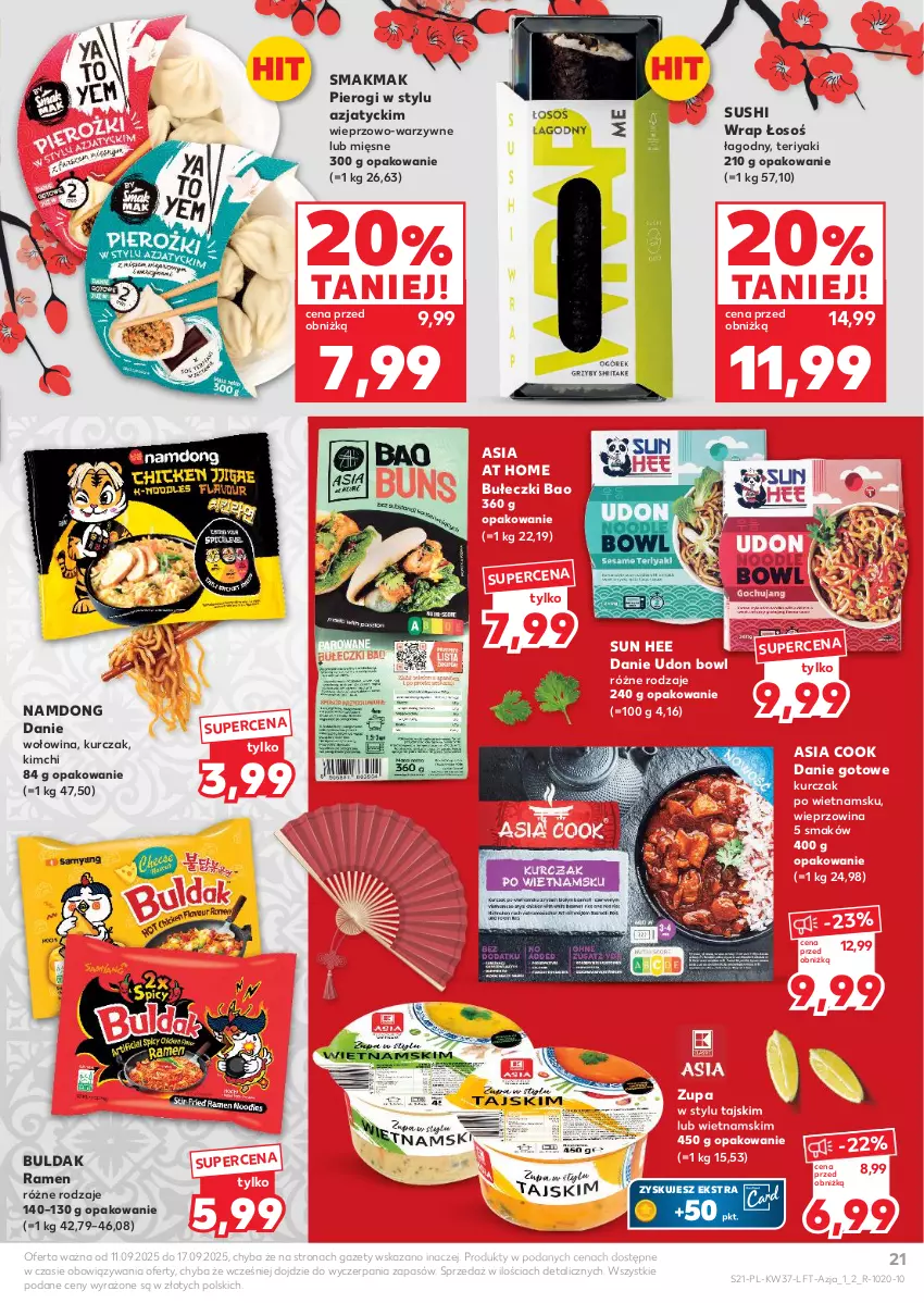 Gazetka promocyjna Kaufland - Gazetka tygodnia - ważna 11.09 do 17.09.2025 - strona 21 - produkty: Bułeczki, Danie gotowe, Kurczak, Pierogi, Sushi, Wieprzowina, Wołowina, Zupa