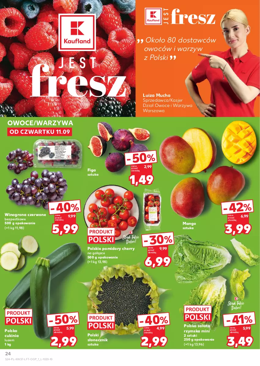 Gazetka promocyjna Kaufland - Gazetka tygodnia - ważna 11.09 do 17.09.2025 - strona 24 - produkty: Mango, Owoce, Pomidory, Sałat, Warzywa, Wino, Winogrona