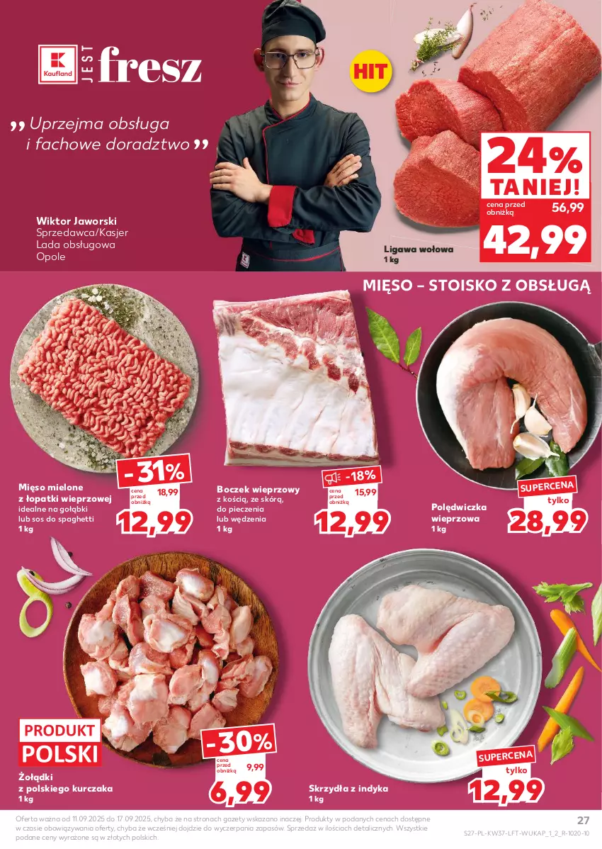 Gazetka promocyjna Kaufland - Gazetka tygodnia - ważna 11.09 do 17.09.2025 - strona 27 - produkty: Boczek, Boczek wieprzowy, Fa, Kurczak, Mięso, Mięso mielone, Mięso mielone z łopatki wieprzowej, Piec, Polędwiczka wieprzowa, Sos, Spaghetti