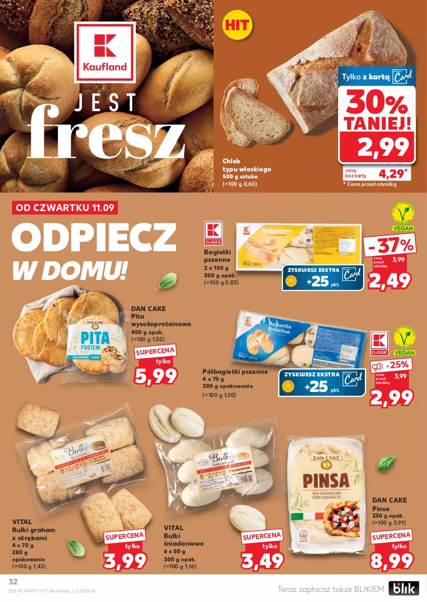 Gazetka promocyjna Kaufland - Gazetka tygodnia - ważna 11.09 do 17.09.2025 - strona 32 - produkty: Chleb, Chleb typu włoskiego, Dan Cake, Danio, Gra, Piec, Sok, Tera