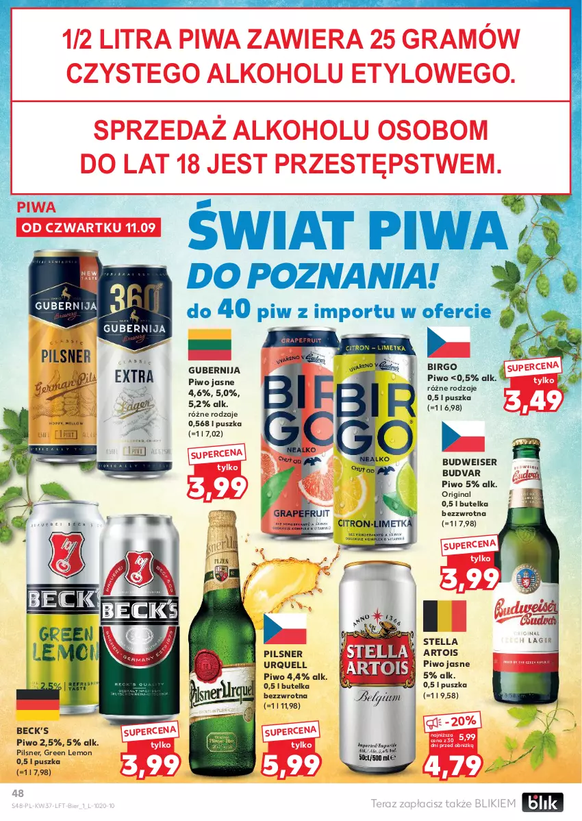 Gazetka promocyjna Kaufland - Gazetka tygodnia - ważna 11.09 do 17.09.2025 - strona 48 - produkty: Gin, Gra, Pilsner Urquell, Piwa, Piwo, Piwo jasne, Por, Ser, Tera