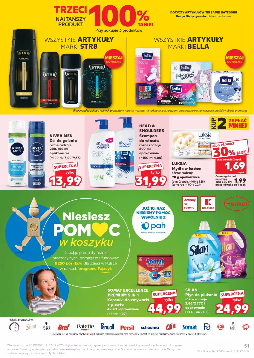 Gazetka promocyjna Kaufland - Gazetka tygodnia - ważna 11.09 do 17.09.2025 - strona 51 - produkty: Bell, Bella, Luksja, Mydło, Nivea, Nivea Men, Płyn do płukania, Por, Silan, Somat, Str8, Szampon, Waga, Zmywarki