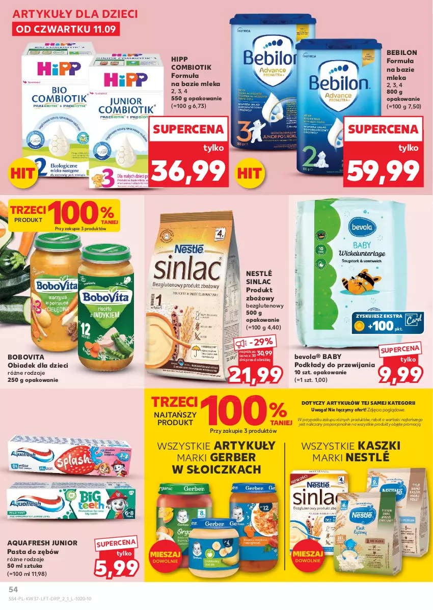 Gazetka promocyjna Kaufland - Gazetka tygodnia - ważna 11.09 do 17.09.2025 - strona 54 - produkty: Aquafresh, BEBILON, BoboVita, Dzieci, Gerber, HiPP, Nestlé, Pasta do zębów, Podkład, Por, Sinlac, Waga