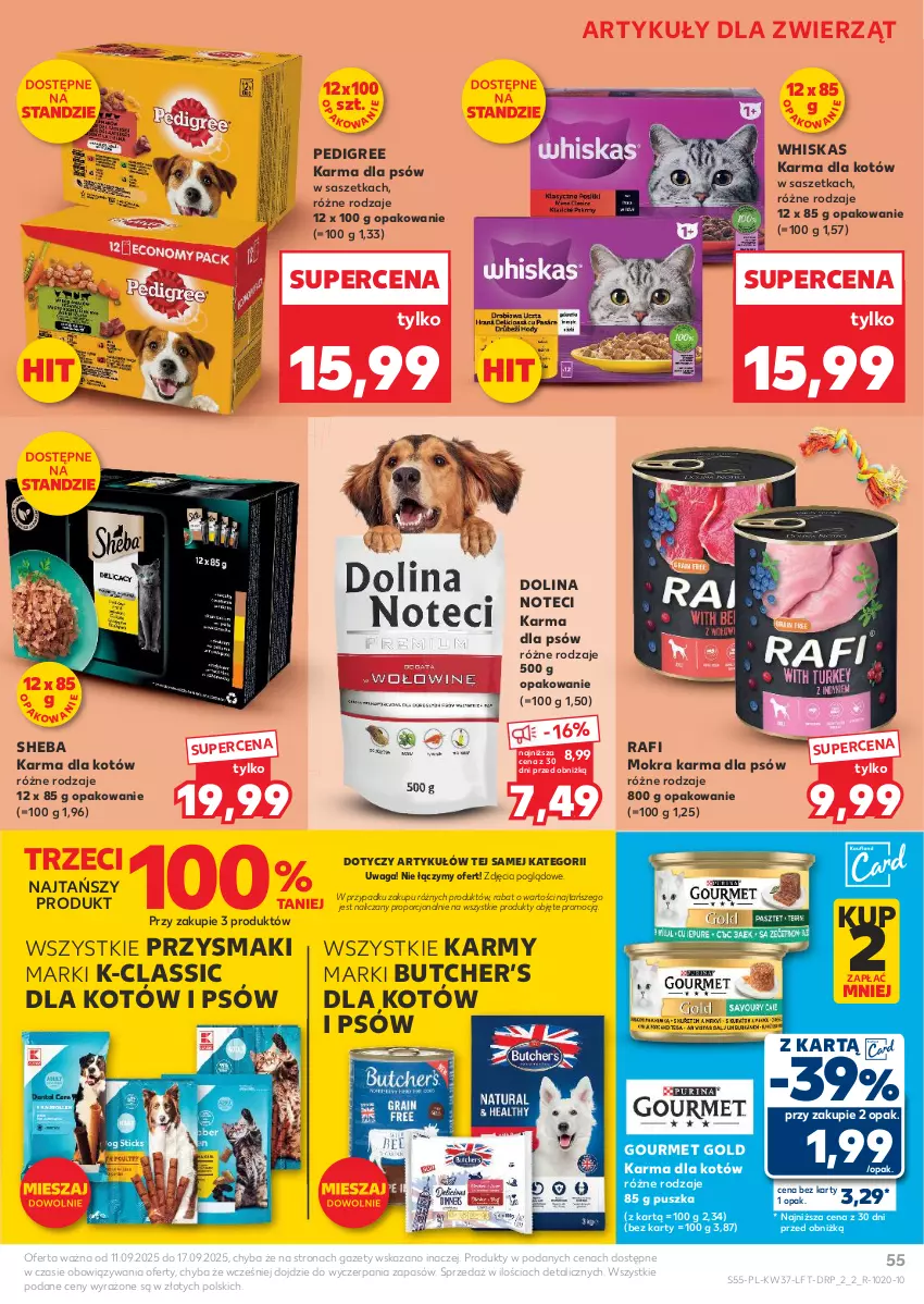 Gazetka promocyjna Kaufland - Gazetka tygodnia - ważna 11.09 do 17.09.2025 - strona 55 - produkty: Gourmet Gold, Mokra karma, Pedigree, Por, Przysmaki, Sheba, Waga, Whiskas