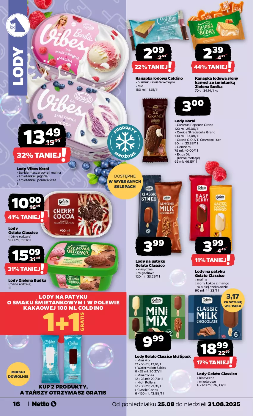 Gazetka promocyjna Netto - Od Poniedziałku - ważna 25.08 do 31.08.2025 - strona 16 - produkty: Barbie, Gra, Kakao, Kokos, Lody, Mango, Mascarpone, Melon, Mop, Popcorn, Roller, Zielona Budka
