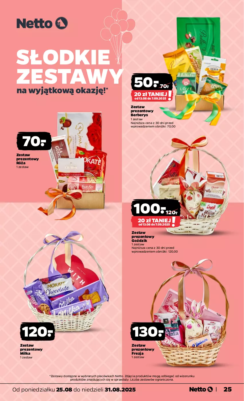 Gazetka promocyjna Netto - Od Poniedziałku - ważna 25.08 do 31.08.2025 - strona 25 - produkty: Gra, Milka, Róża, Zestaw prezentowy