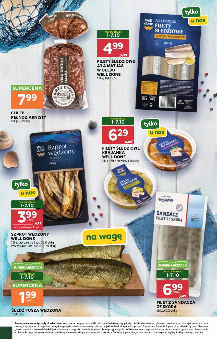 Gazetka promocyjna Stokrotka - Kuchnia Bałtycka - ważna 01.10 do 21.10.2026 - strona 3 - produkty: Chleb, Filet z sandacza, Matjas, Mięso, Olej, Optima, Owoce, Sandacz, Szprot, Tusz, Warzywa