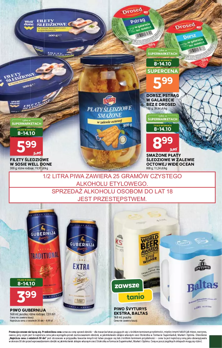 Gazetka promocyjna Stokrotka - Kuchnia Bałtycka - ważna 01.10 do 21.10.2026 - strona 8 - produkty: Dorsz, Gala, Gra, Mięso, Optima, Owoce, Piwa, Piwo, Płaty śledziowe, Pstrąg, Sos, Warzywa