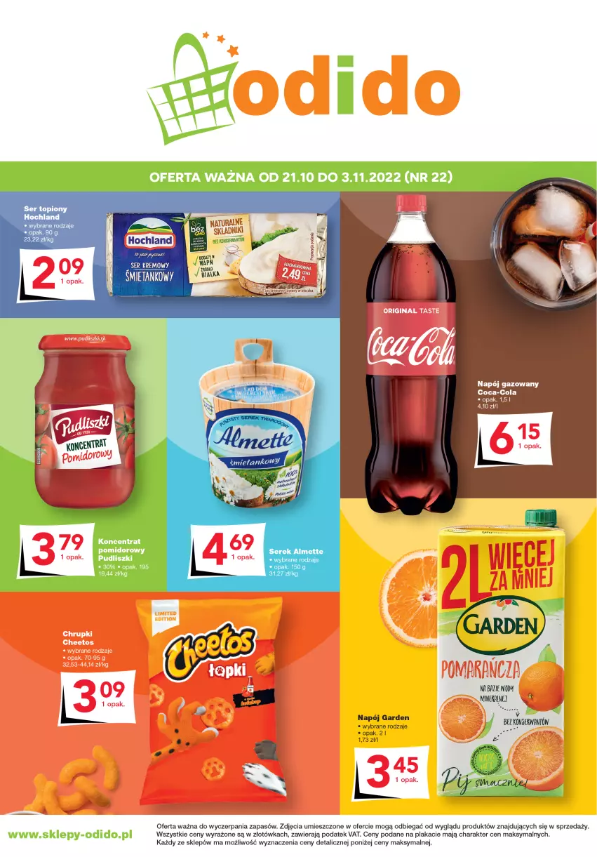 Gazetka promocyjna Odido - Super Oferty! - ważna 21.10 do 03.11.2022 - strona 1 - produkty: Almette, Coca-Cola, Hochland, Koncentrat pomidorowy, Napój, Napój gazowany, Pudliszki, Ser, Serek