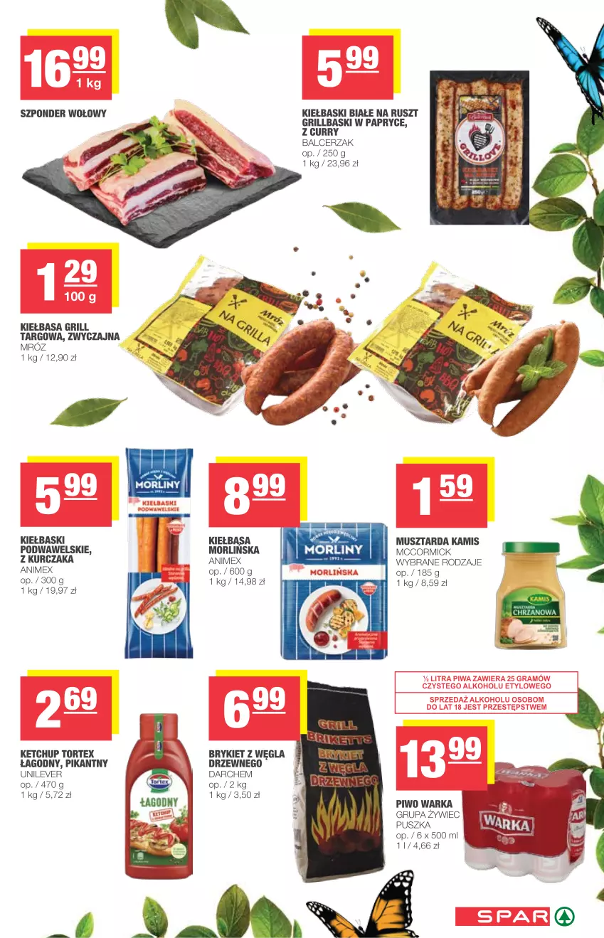 Gazetka promocyjna Spar - Eurospar - ważna 28.04 do 04.05.2021 - strona 3 - produkty: Grill, Kamis, Ketchup, Kiełbasa, Kiełbaski białe, Kurczak, Morliny, Mus, Musztarda, Piwo, Szponder wołowy, Warka, Wawel