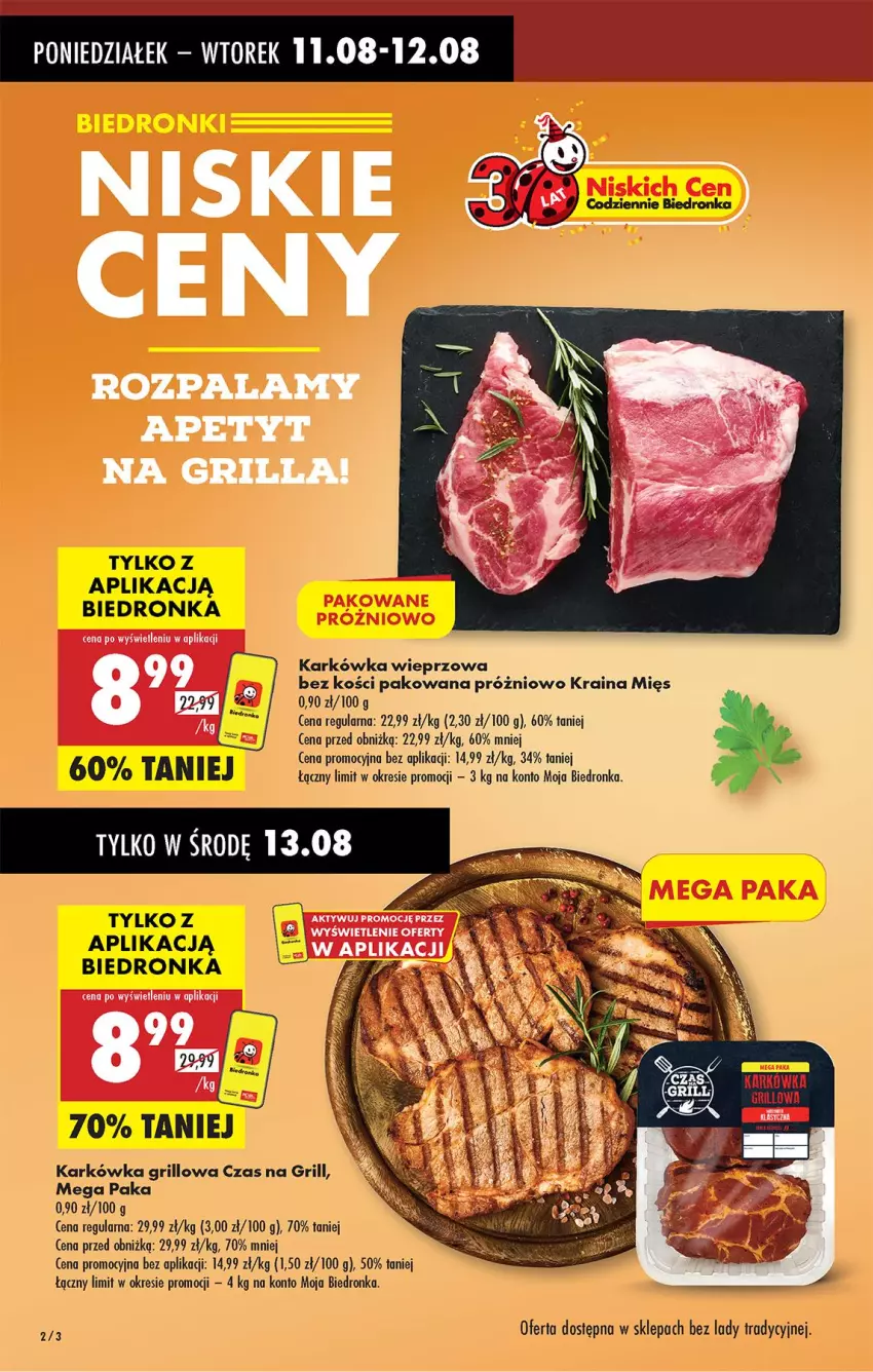 Gazetka promocyjna Biedronka - Od Poniedziałku - ważna 11.08 do 16.08.2025 - strona 2 - produkty: Grill, Karkówka wieprzowa