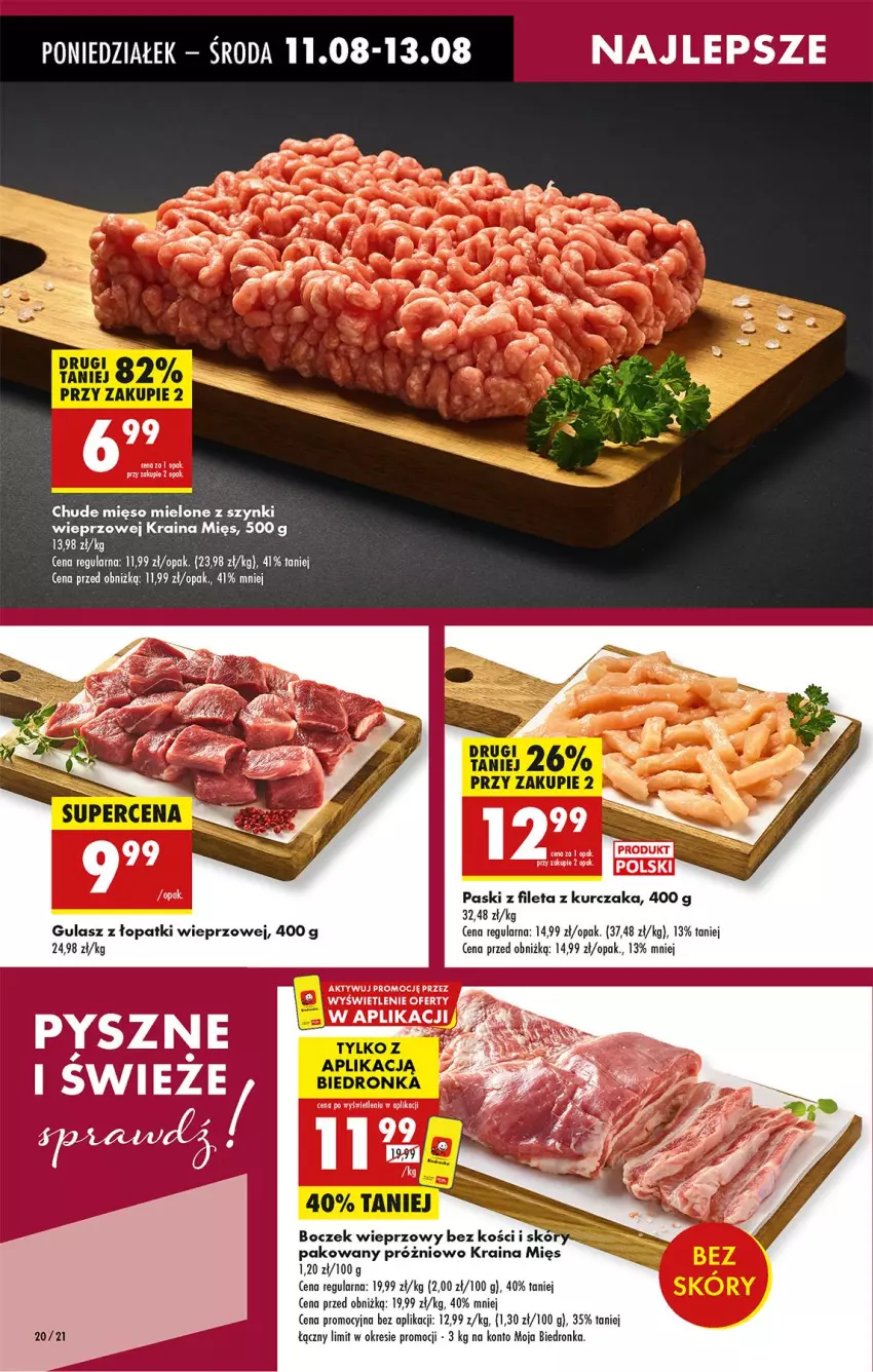 Gazetka promocyjna Biedronka - Od Poniedziałku - ważna 11.08 do 16.08.2025 - strona 26 - produkty: Boczek, Boczek wieprzowy, Kurczak, Mięso, Mięso mielone, Mięso mielone z szynki
