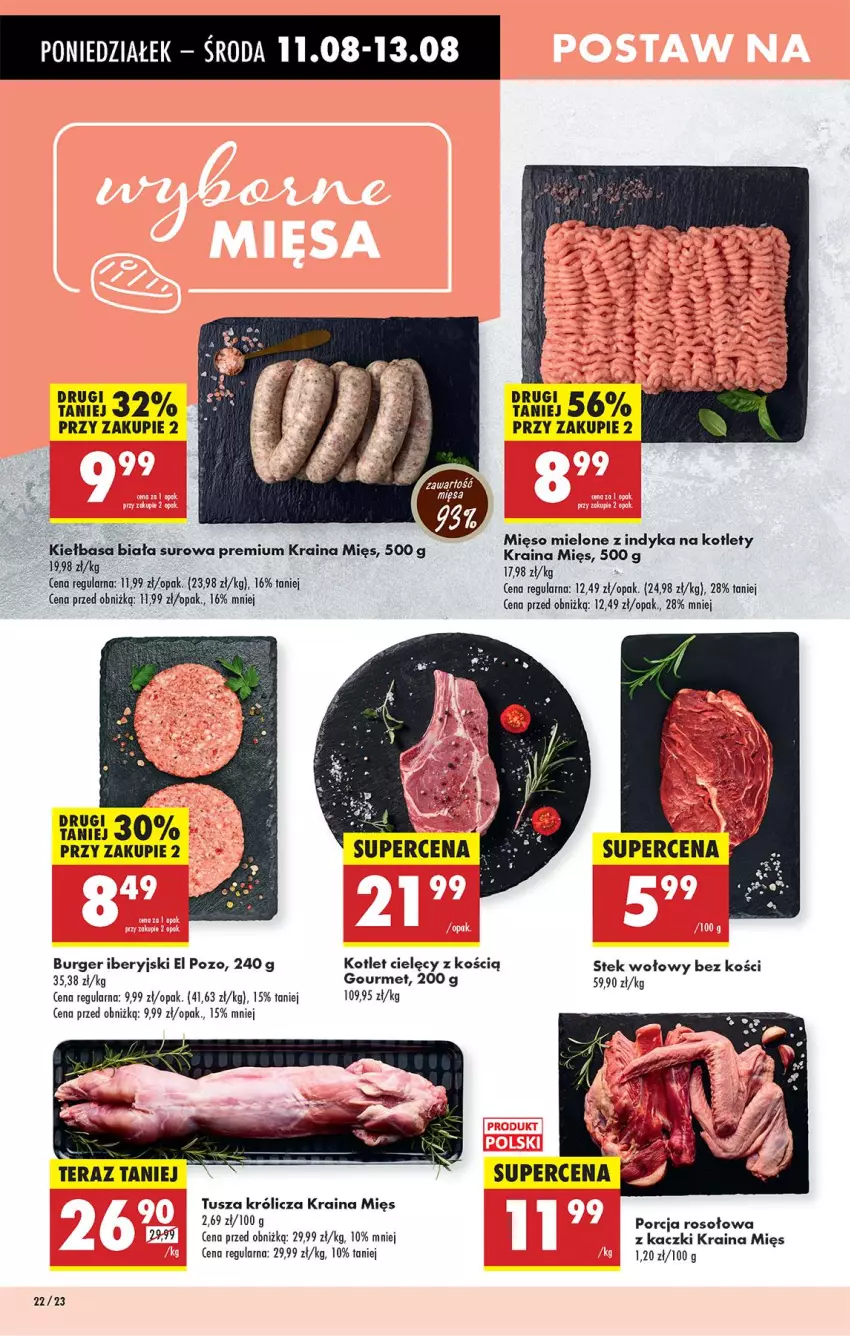 Gazetka promocyjna Biedronka - Od Poniedziałku - ważna 11.08 do 16.08.2025 - strona 28 - produkty: Burger, Kotlet, Por, Stek, Stek wołowy, Tera, Tusz