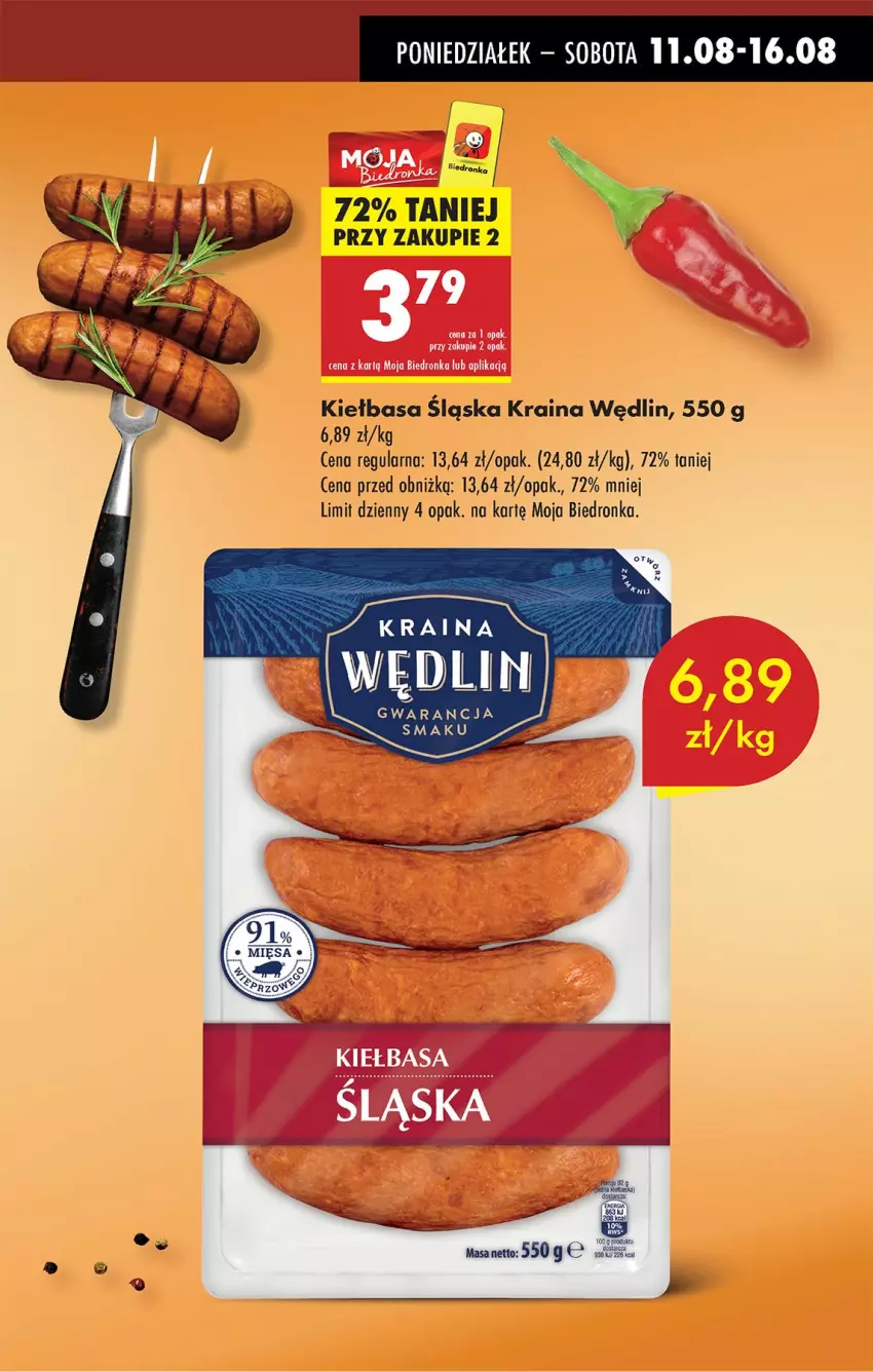 Gazetka promocyjna Biedronka - Od Poniedziałku - ważna 11.08 do 16.08.2025 - strona 3 - produkty: Kiełbasa, Kiełbasa śląska