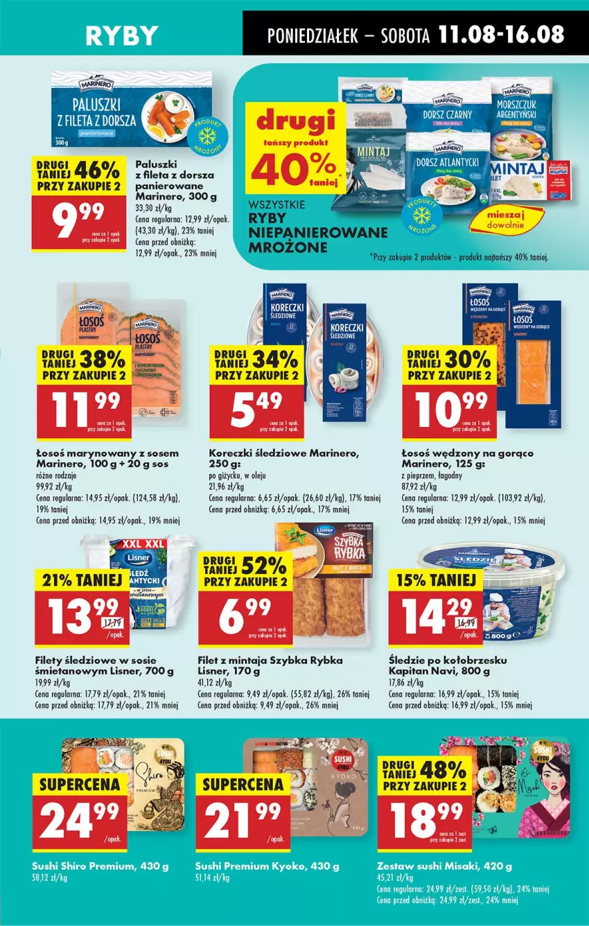 Gazetka promocyjna Biedronka - Od Poniedziałku - ważna 11.08 do 16.08.2025 - strona 31 - produkty: Dorsz, Filet z mintaja, Koreczki śledziowe, Lisner, Mintaj, Olej, Pieprz, Sos