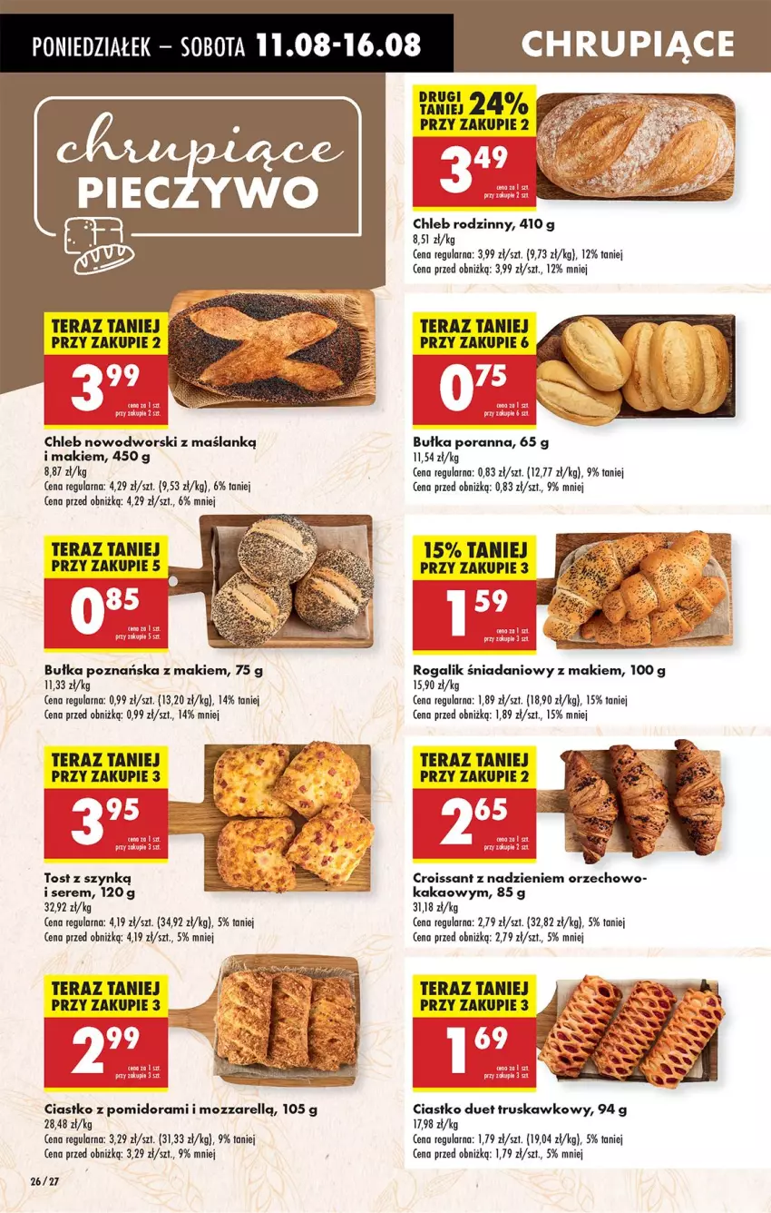 Gazetka promocyjna Biedronka - Od Poniedziałku - ważna 11.08 do 16.08.2025 - strona 32 - produkty: Bułka, Chleb, Croissant, Danio, Kakao, Por, Rogal, Ser, Tera