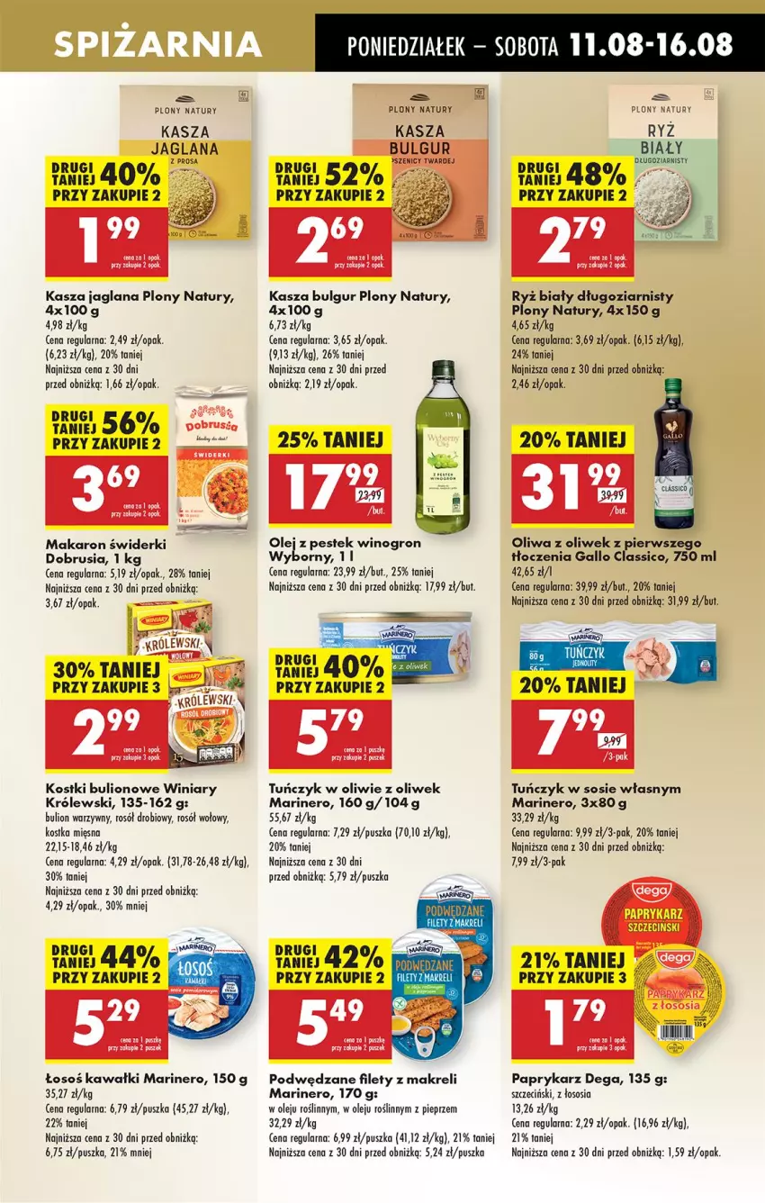Gazetka promocyjna Biedronka - Od Poniedziałku - ważna 11.08 do 16.08.2025 - strona 43 - produkty: Bulgur, Bulion, Dega, Kasza, Kasza jaglana, Kawa, Królewski, LANA, LG, Lion, Makaron, Obrus, Olej, Oliwa, Oliwa z oliwek, Papryka, Paprykarz, Pieprz, Por, Rosół, Rosół drobiowy, Rosół wołowy, Ryż, Ryż biały, Sos, Stek, Tuńczyk, Winiary, Wino