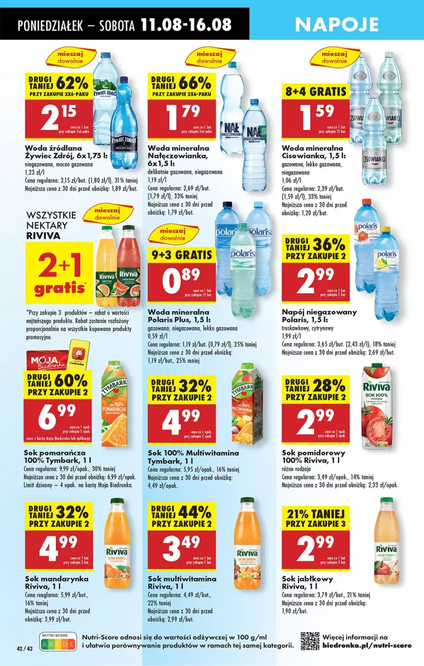 Gazetka promocyjna Biedronka - Od Poniedziałku - ważna 11.08 do 16.08.2025 - strona 48 - produkty: Cisowianka, Fa, Gra, LANA, Leon, Nałęczowianka, Napój, Napój niegazowany, Napoje, Nektar, Por, Rama, Sok, Sok pomidorowy, Tymbark, Woda, Woda mineralna, Woda zrodlana