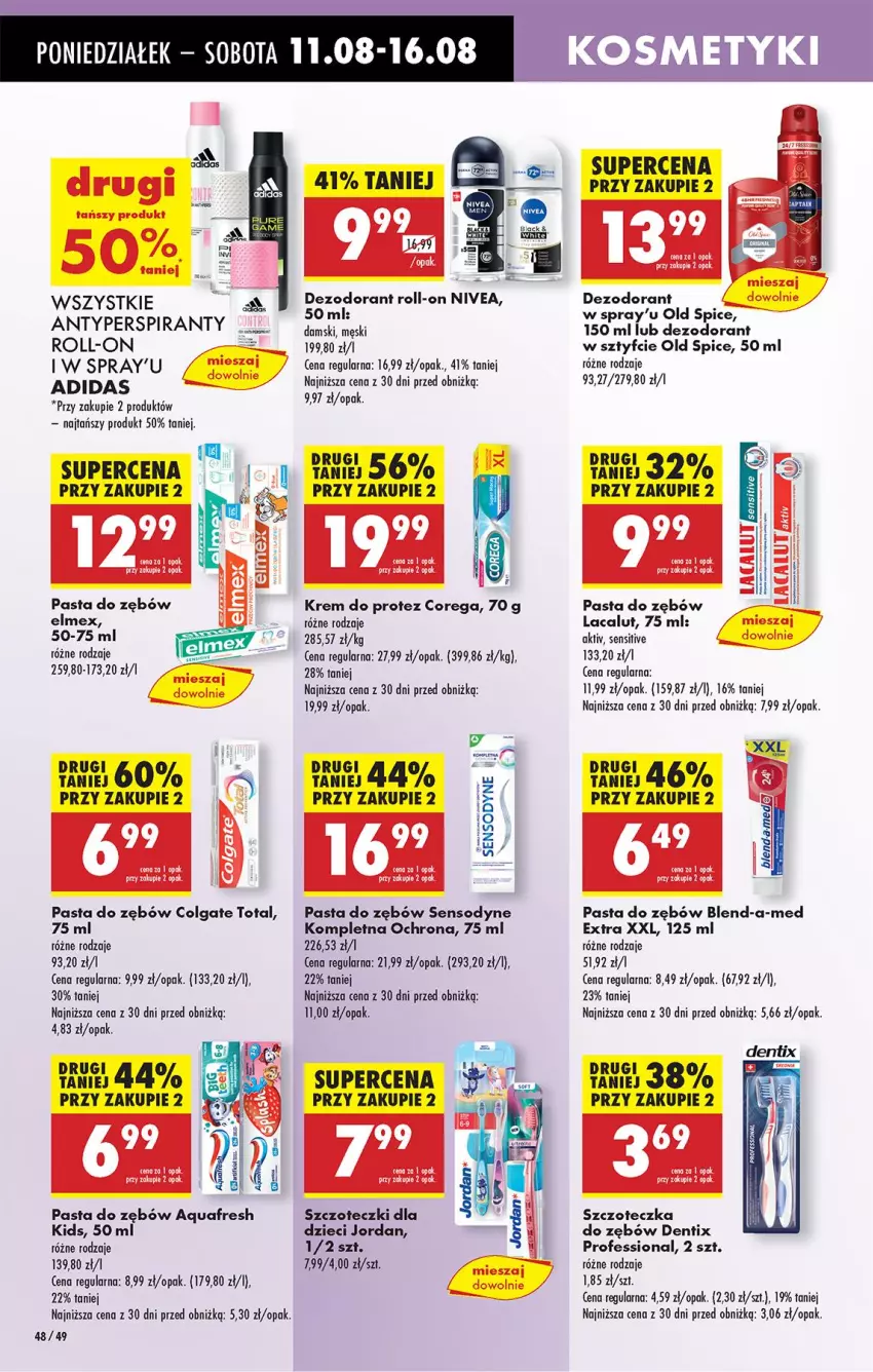 Gazetka promocyjna Biedronka - Od Poniedziałku - ważna 11.08 do 16.08.2025 - strona 54 - produkty: Adidas, Antyperspirant, Aquafresh, Blend-a-Med, Colgate, Colgate Total, Corega, Dezodorant, Dzieci, Elmex, Fa, Lacalut, Leon, LG, Nivea, Old Spice, Oleo, Pasta do zębów, Sensodyne, Szczoteczka, Szczoteczka do zębów, Tera