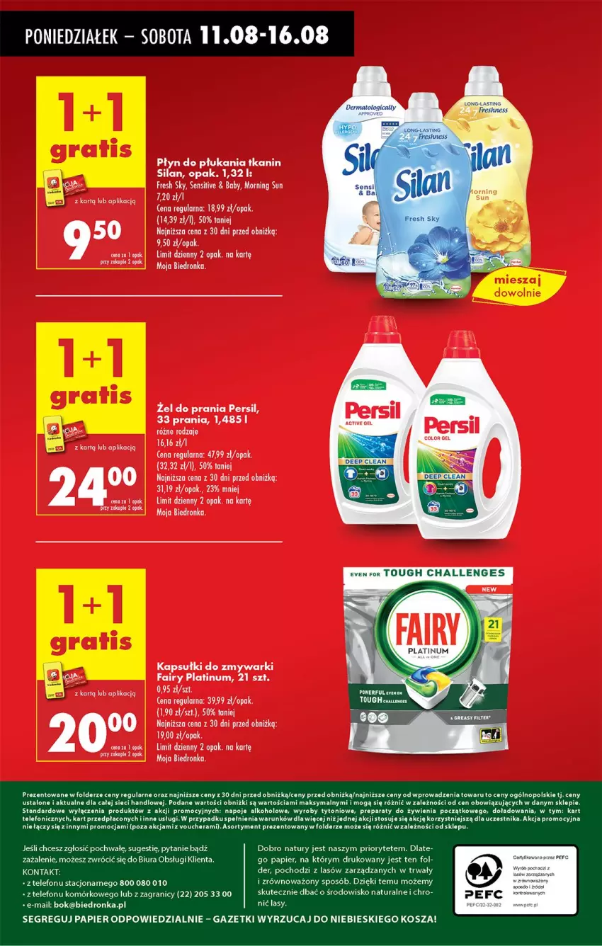 Gazetka promocyjna Biedronka - Od Poniedziałku - ważna 11.08 do 16.08.2025 - strona 62 - produkty: Fa, Fairy, Persil, Płyn do płukania, Silan, Zmywarki