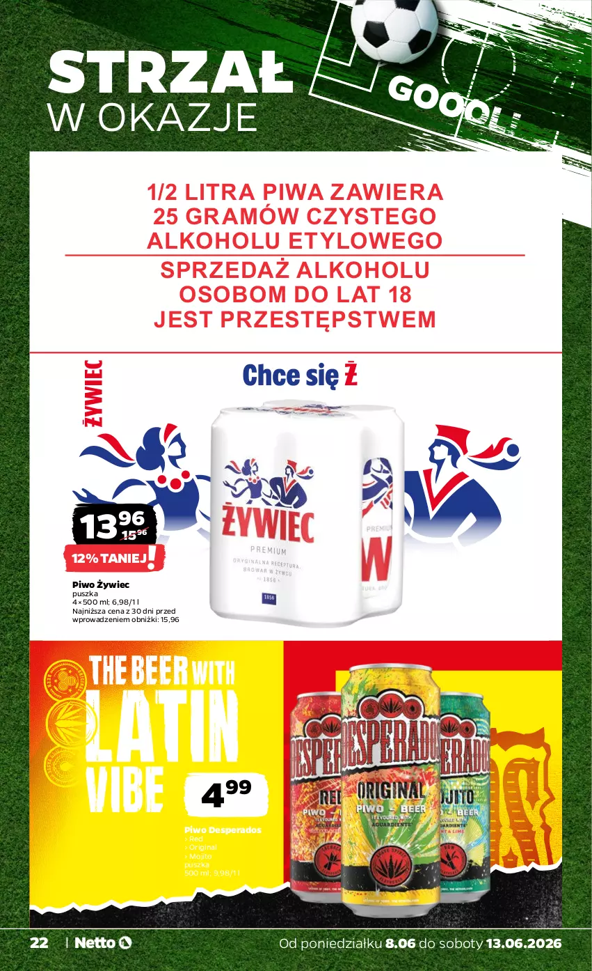 Gazetka promocyjna Netto - Od Poniedziałku - ważna 08.06 do 13.06.2026 - strona 22 - produkty: Desperados, Gin, Gra, Piwa, Piwo