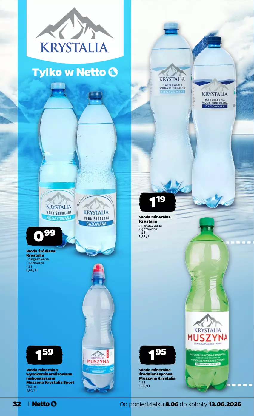 Gazetka promocyjna Netto - Od Poniedziałku - ważna 08.06 do 13.06.2026 - strona 32 - produkty: LANA, Mus, Por, Sok, Sport, Szyna, Woda, Woda mineralna