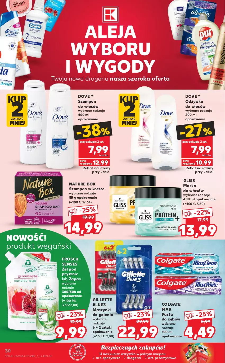 Gazetka promocyjna Kaufland - OFERTA TYGODNIA - ważna 15.07 do 21.07.2021 - strona 30 - produkty: Colgate, Dove, Frosch, Gillette, LG, Maska, Maska do włosów, Nature Box, Odżywka, Pasta do zębów, Piec, Senses, Szampon