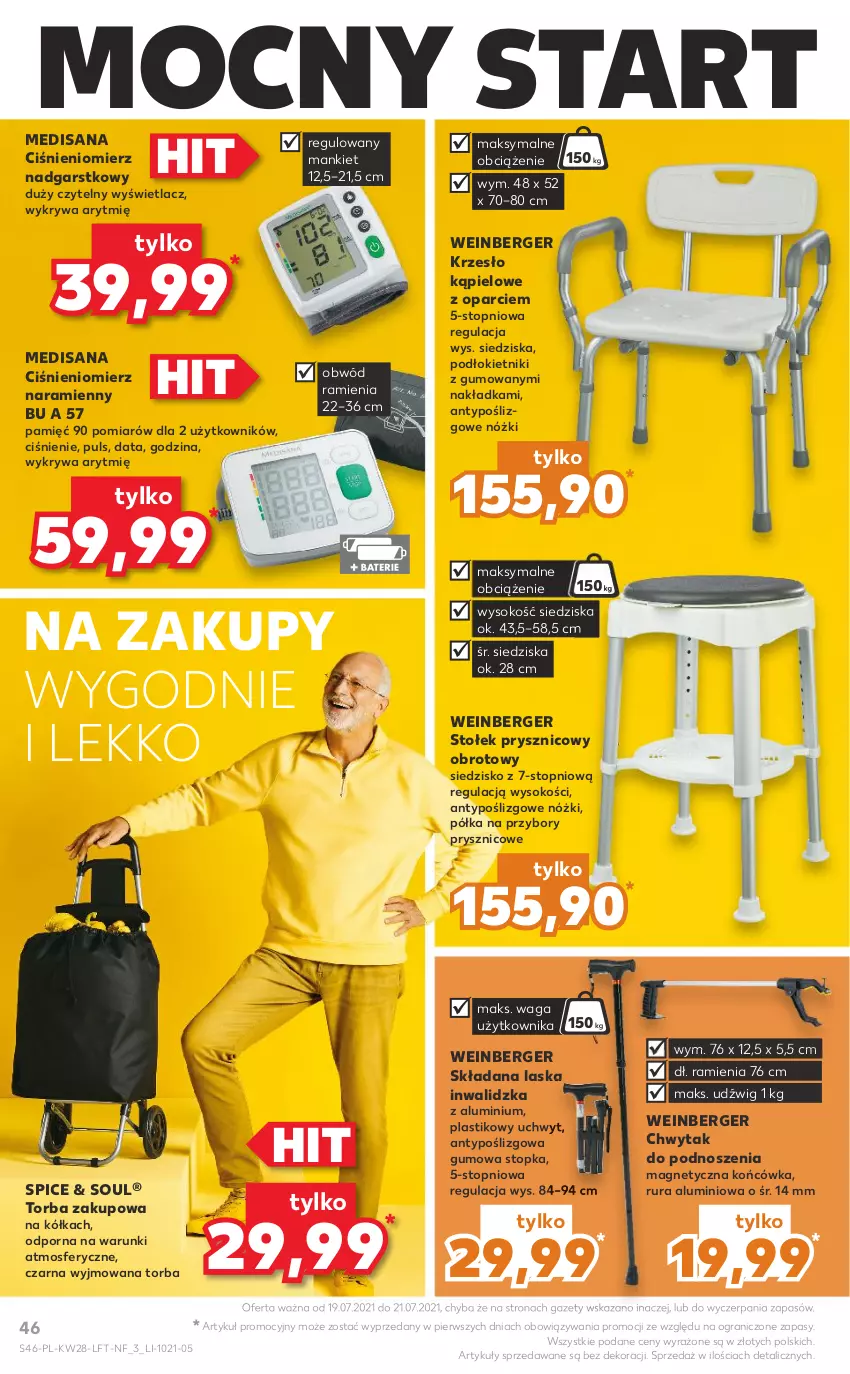 Gazetka promocyjna Kaufland - OFERTA TYGODNIA - ważna 15.07 do 21.07.2021 - strona 46 - produkty: Ciśnieniomierz, Dźwig, Gra, Isana, Krzesło, Półka, Por, Rura, Siedzisko, Sok, Stołek, Top, Torba, Waga