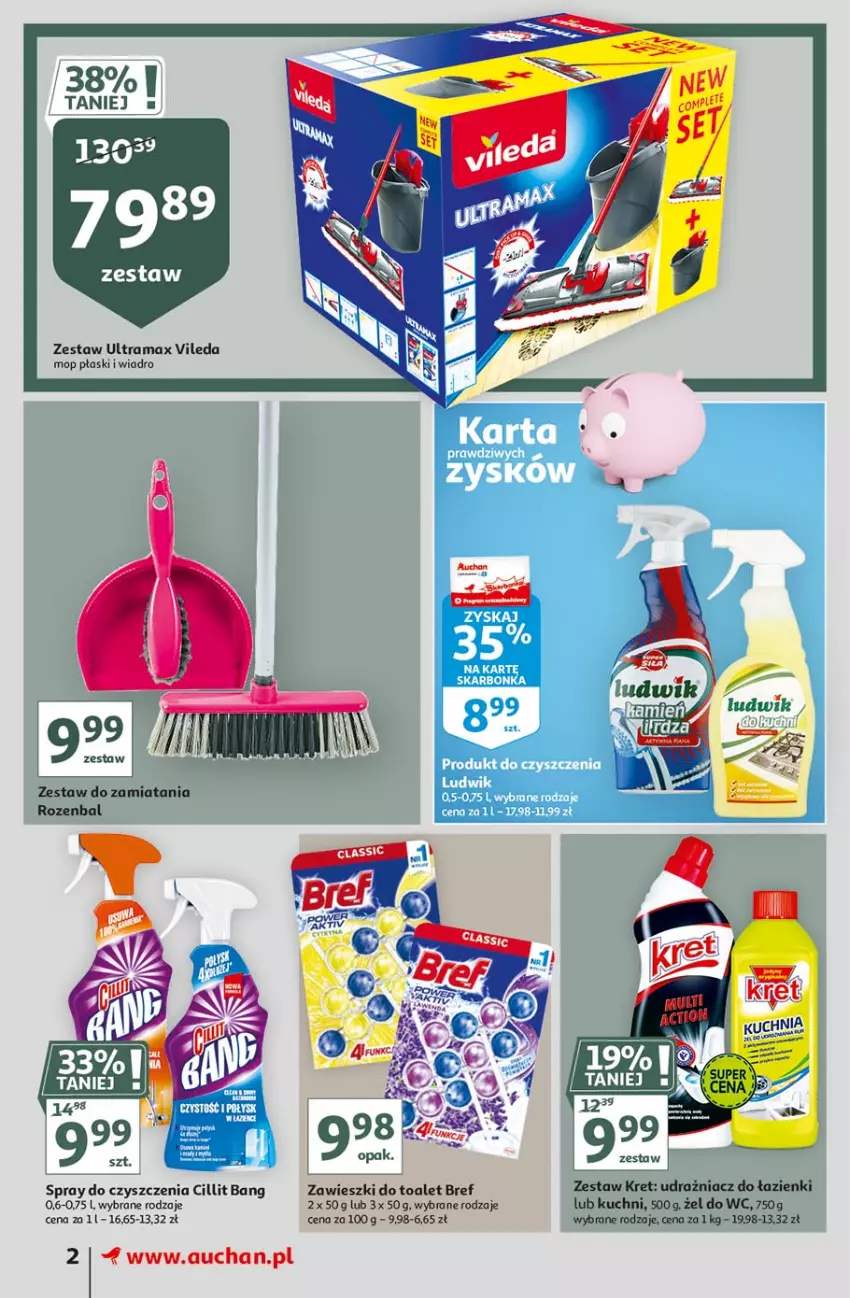 Gazetka promocyjna Auchan - Hiper porządki Supermarkety - ważna 18.02 do 25.02.2021 - strona 2 - produkty: Bref, Cillit Bang, Fa, Kret, Ludwik, Mop, NBA, Rama, Vileda, Wiadro, Zawieszki