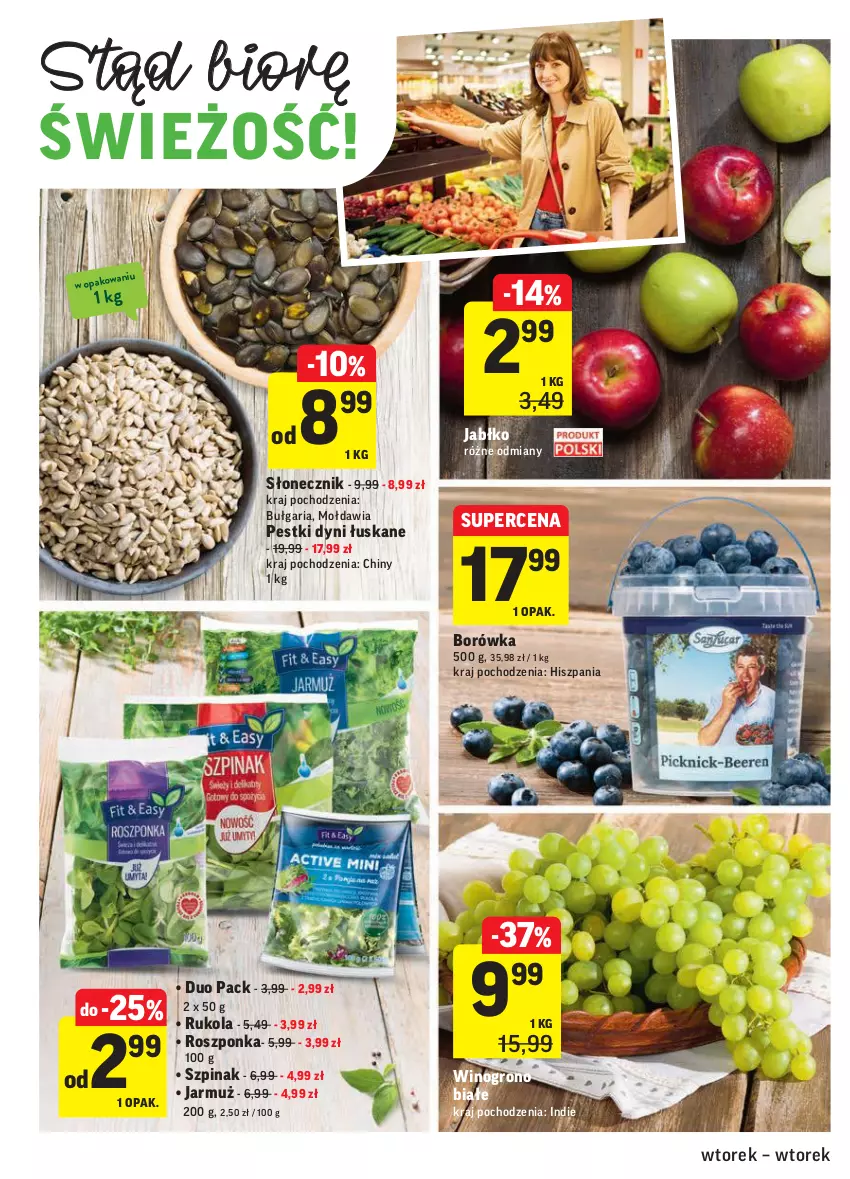 Gazetka promocyjna Intermarche - Grill majowy - ważna 27.04 do 04.05.2021 - strona 18 - produkty: Borówka, Jarmuż, Pestki dyni, Roszponka, Rukola, Szpinak, Wino