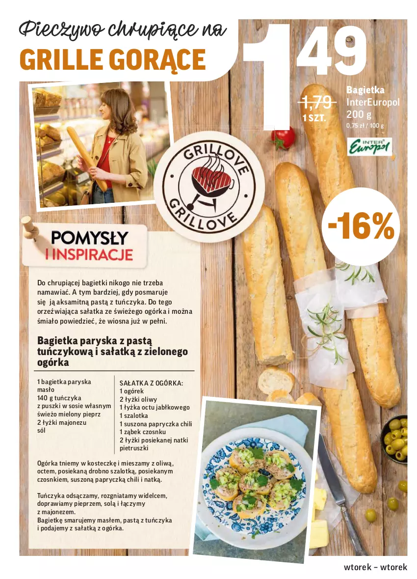 Gazetka promocyjna Intermarche - Grill majowy - ważna 27.04 do 04.05.2021 - strona 20 - produkty: Aksam, Bagietka, Grill, Majonez, Masło, Ogórek, Piec, Pieczywo, Pieprz, Sałat, Sałatka, Sól, Sos, Szal, Tuńczyk