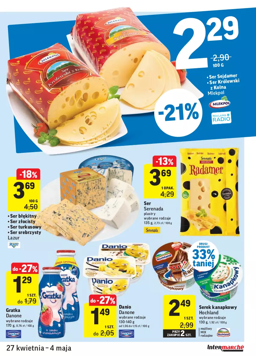 Gazetka promocyjna Intermarche - Grill majowy - ważna 27.04 do 04.05.2021 - strona 27 - produkty: Danio, Danone, Gra, Hochland, Lazur, Sejdamer, Ser, Serek, Serek kanapkowy