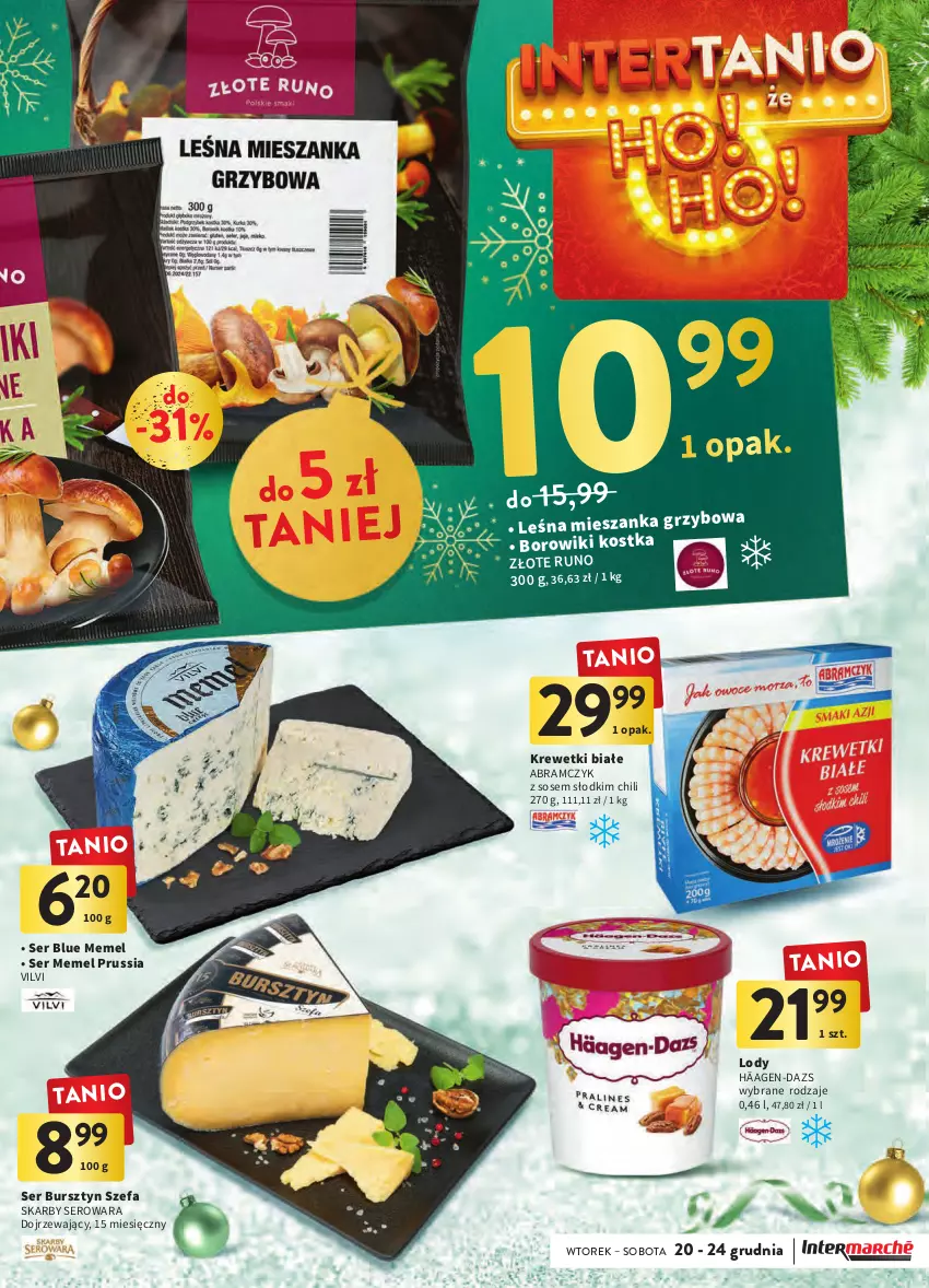 Gazetka promocyjna Intermarche - Gazetka Intermarche - ważna 20.12 do 24.12.2022 - strona 17 - produkty: Borowiki, Bursztyn, Fa, Krewetki, Lody, Ser, Sos