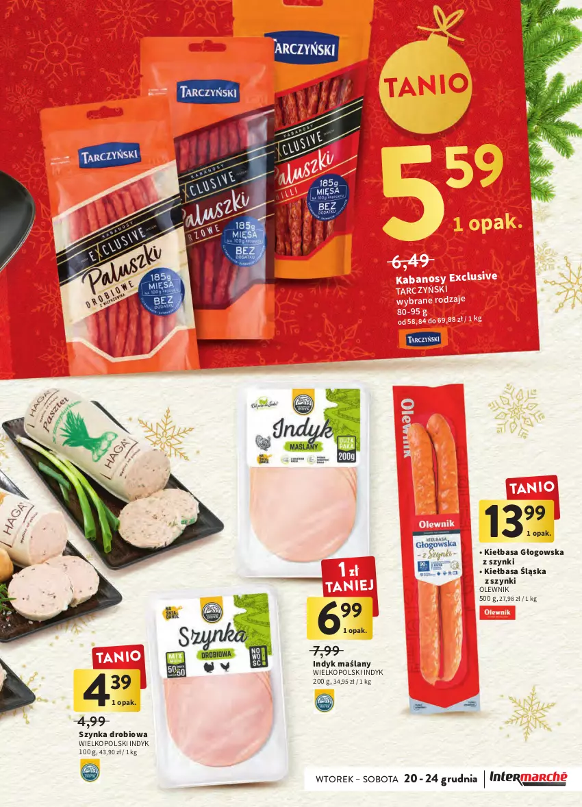 Gazetka promocyjna Intermarche - Gazetka Intermarche - ważna 20.12 do 24.12.2022 - strona 29 - produkty: Kabanos, Kiełbasa, Kiełbasa głogowska, Kiełbasa śląska, Olewnik, Szynka, Tarczyński