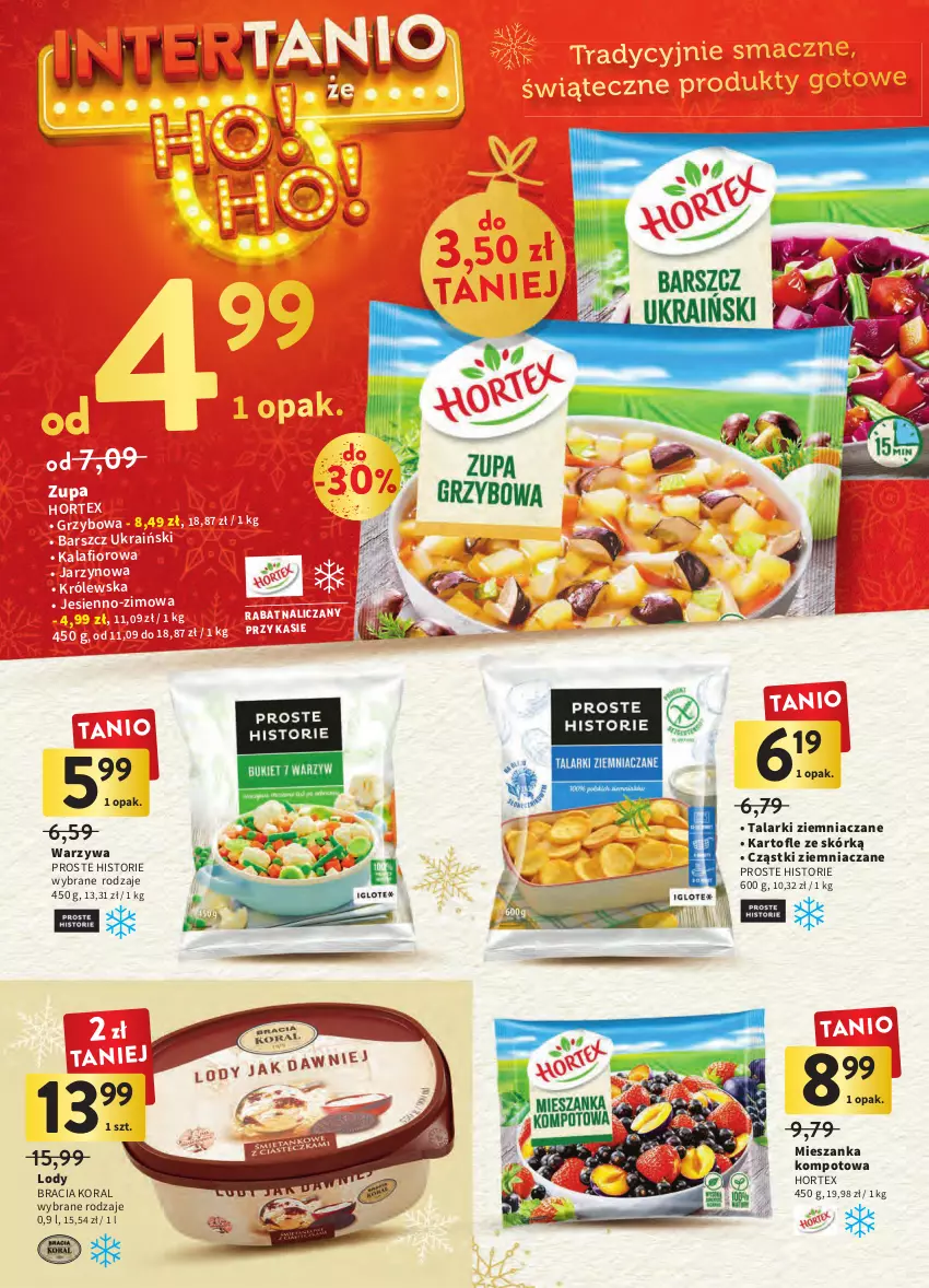 Gazetka promocyjna Intermarche - Gazetka Intermarche - ważna 20.12 do 24.12.2022 - strona 30 - produkty: Hortex, Kalafior, Lody, Mieszanka kompotowa, Warzywa, Zupa