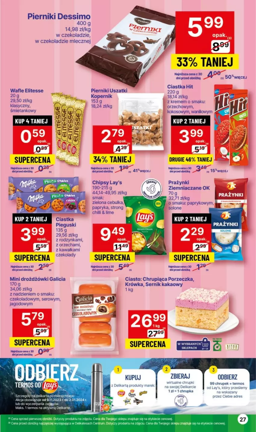 Gazetka promocyjna Delikatesy Centrum - Gazetka DC44 czw-sr - ważna 09.11 do 15.11.2023 - strona 27 - produkty: Chipsy, Chrupki, Ciastka, Dres, Kakao, Kawa, Kokos, Papryka, Piernik, Por, Rum, Ser, Termos, Wafle