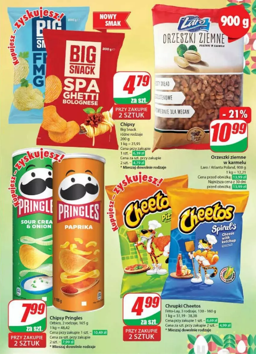 Gazetka promocyjna Dino - ważna 27.03 do 02.04.2024 - strona 49 - produkty: Cheetos, Chipsy, Chrupki, Orzeszki, Orzeszki ziemne, Pringles