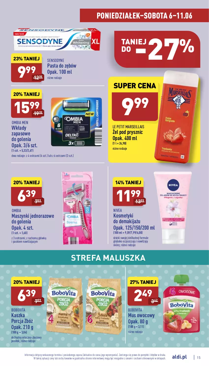 Gazetka promocyjna Aldi - Pełny katalog - ważna 06.06 do 11.06.2022 - strona 15 - produkty: BoboVita, Fa, Makijaż, Mars, Mule, Mus, Nivea, Pasta do zębów, Por, Sensodyne