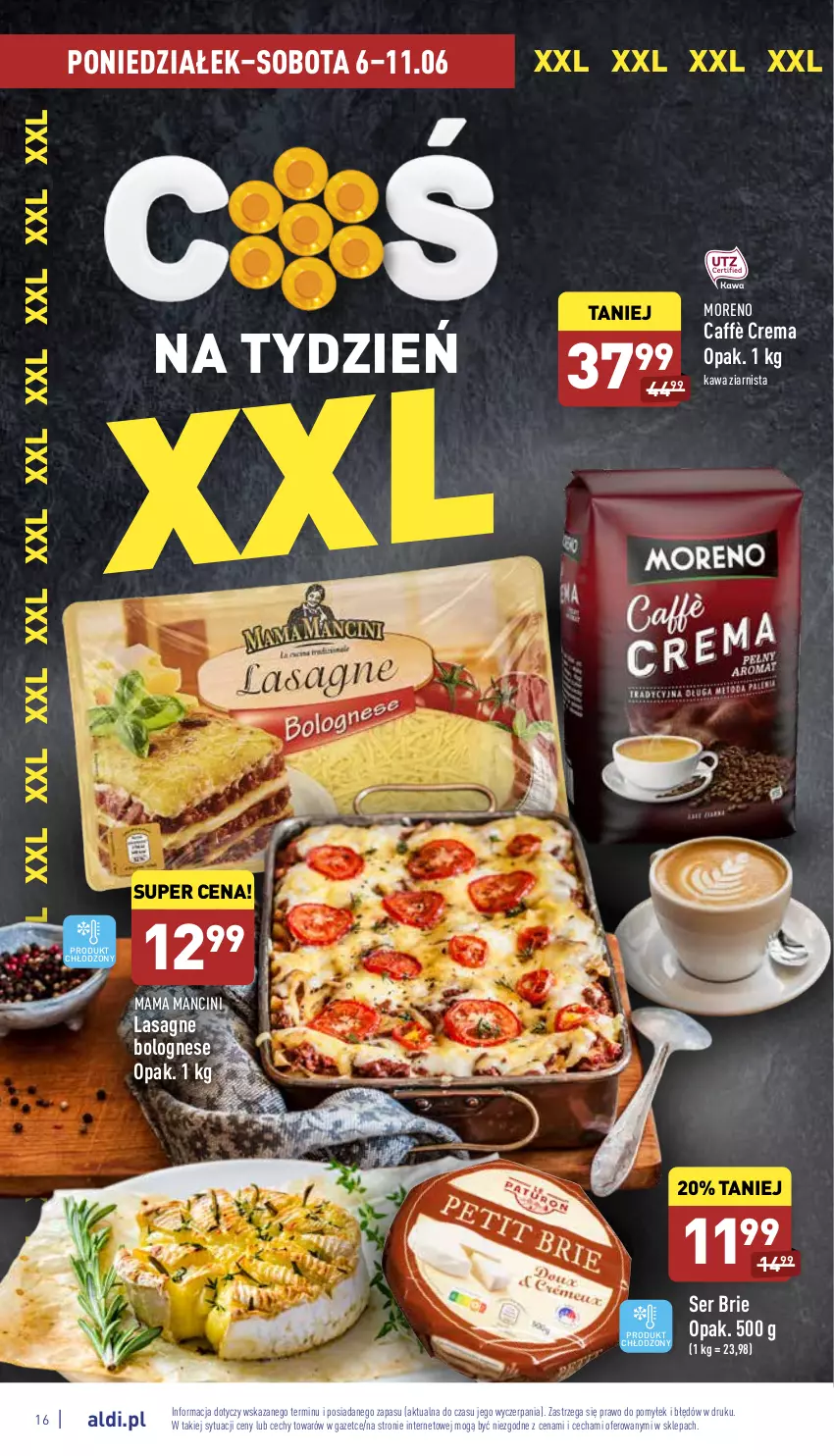 Gazetka promocyjna Aldi - Pełny katalog - ważna 06.06 do 11.06.2022 - strona 16 - produkty: Brie, Kawa, Kawa ziarnista, Lasagne, Lasagne bolognese, Ser