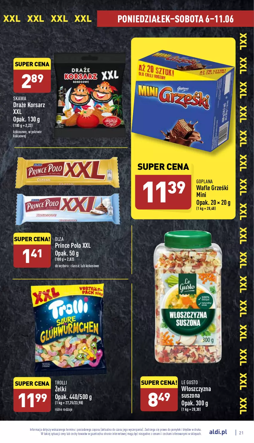 Gazetka promocyjna Aldi - Pełny katalog - ważna 06.06 do 11.06.2022 - strona 21 - produkty: Goplana, Grześki, Kakao, Kawa, Kokos, LANA, Prince Polo, Wafle